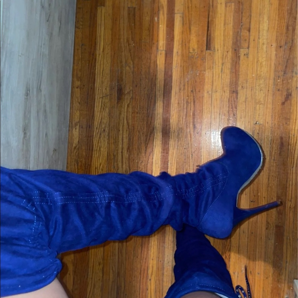 All way up royal blue high heels boots